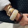 SHIXIN 4 Styles Exaggerated Thick Resin Acrylic Wide Bangle Bracelet for Women Punk Metal Irregular Spring Bangle Daily Jewelry