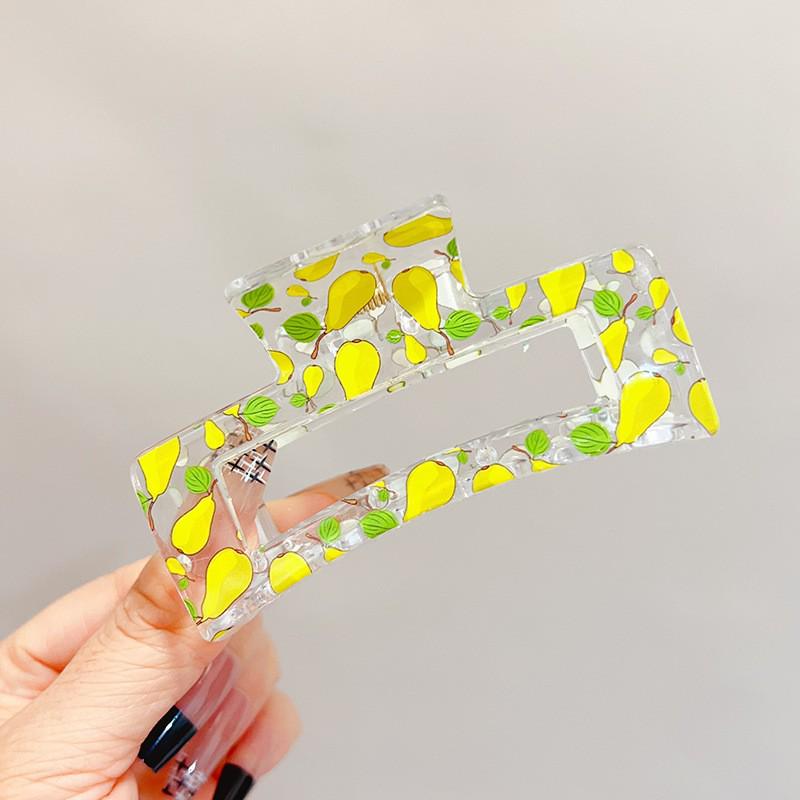 Transparent Square Print Shark Hair Clip for Women - Updo Accessory