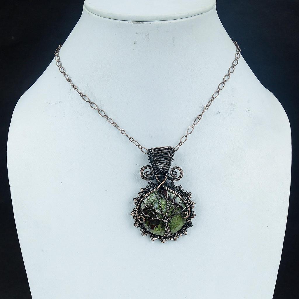 Dragon Blood Jasper 999 Copper Wire Wrapped Pendant, Handmade Gemstone Pendant Jewelry, Gifts For Wife Brand New Pendant