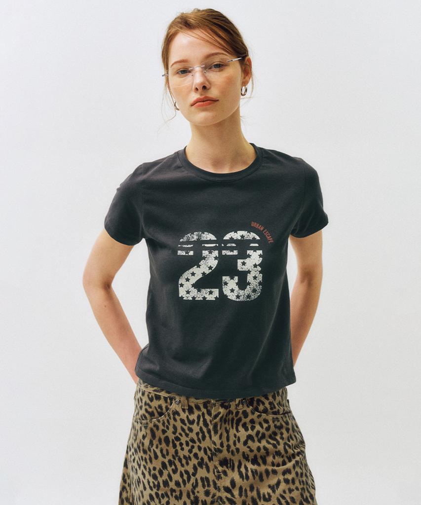CITTA Retro Star Number 23 T-Shirt_Ctt378 (Charcoal)