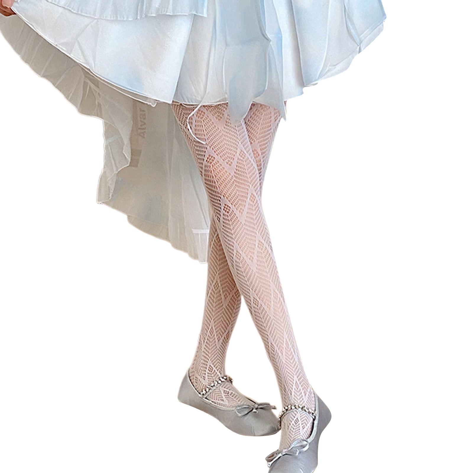 Florals Patterned Tights Fishnet Stockings Summer Waved Sheer Pantyhose Tights