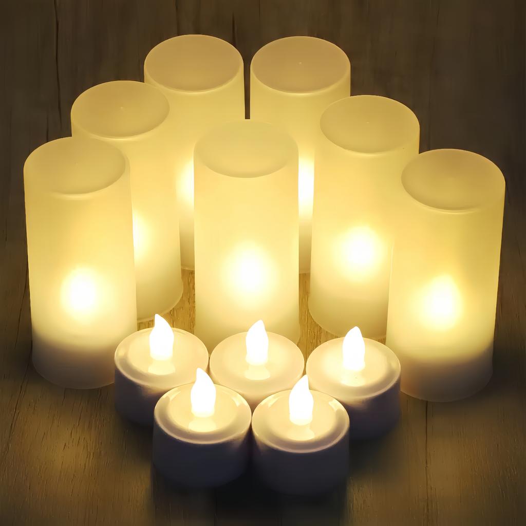 LED Rechargeable TeaLight Glow Candle Lamps Remote Controlled with 2/4/6/8H Timer Function Bar Wedding Party Table Decoration