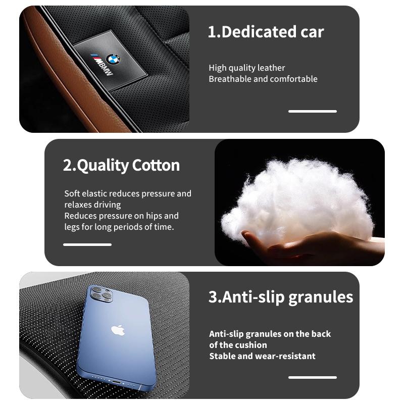 For BMW Car Breathable Leather Seat Cushion Non-slip Auto Accessories E90 E60 E46 E39 F30 F10 E87 X3 X4 X5 X1 G30 G20 BN7