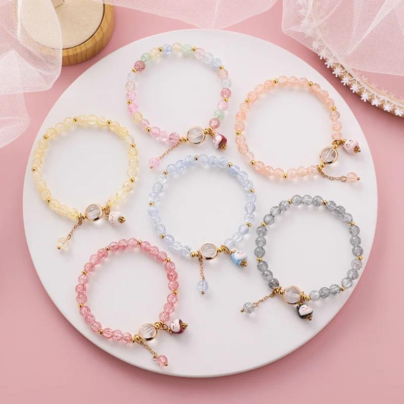 b100 2026 New Summer Simple Ceramic Sweet Transparent Lucky Cat Star Bracelet Fashion Women Beach Fashion Trend Daily Jewelry