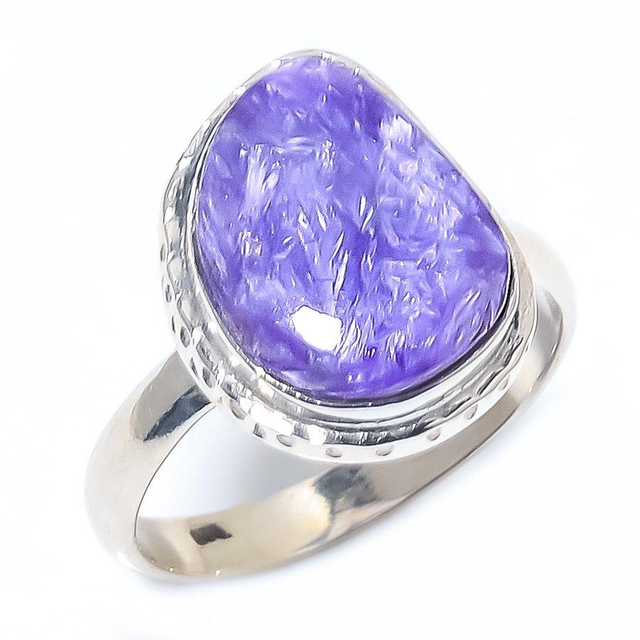 Natural Charoite Gemstone Handmade 925 Solid Sterling Silver Gift Ring S.8 m2d92