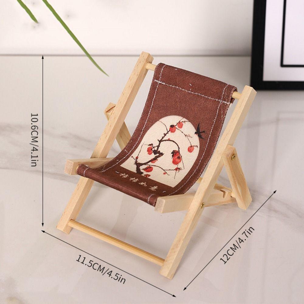 Mini 1/12 Dollhouse Chair Wood Dollhouse Deck Chair Model  Doll House Furniture Accessories