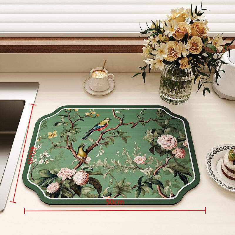 Coffee Machine Household Absorbent Mat Soft Diatomaceous Mud Kitchen Non-slip Mat Tableware Dry No-wash Kitchen Drain Mat+