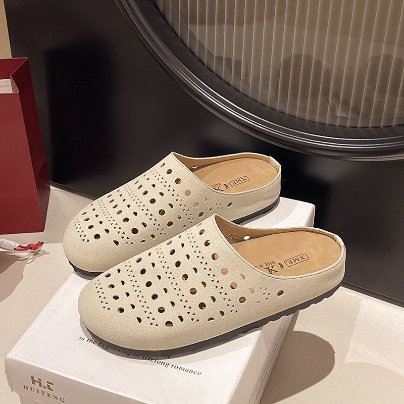 Dopamine Niche Hollow Birkenstock Slippers Women's Wear New Autumn Thick-soled One-pedal Bag Head Half Slippers