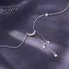 Anti-oxidation Necklace Lady Moon And Star Pendant Rhinestone Adjustable Alloy