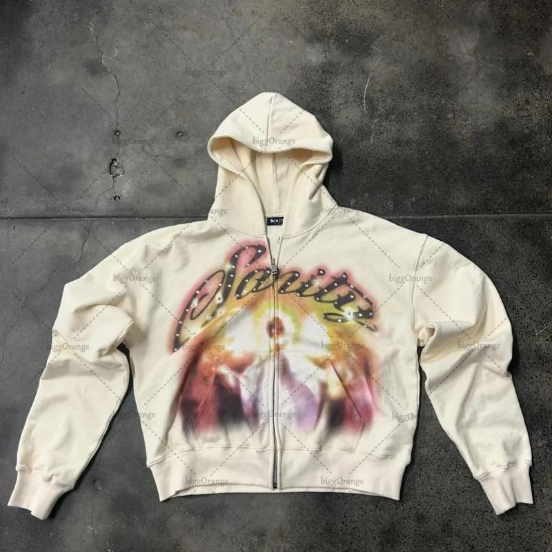 Felpa Nera con Zip e Stampa Hip-Hop Street Star per Donna 2022 Y2K Harajuku Giacca Felpa Donna