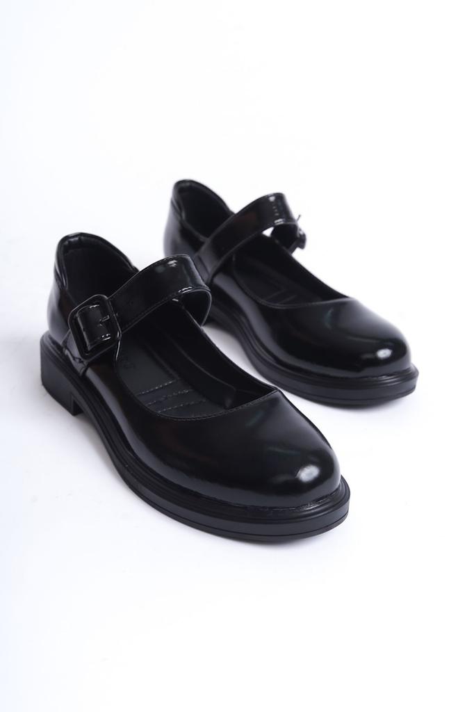 Women's Fashion Faux Leather Thick Heeled Loafer Marie Loafer Moccasin Casual Buckle Strap Casual Shoes