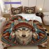 Primitive Wolf Pattern Bedding Quilt Set Quilt Cover Pillowcase Home Decoration Birthday Gift (1 * duvet cover + 2 * pillowcase, without core)