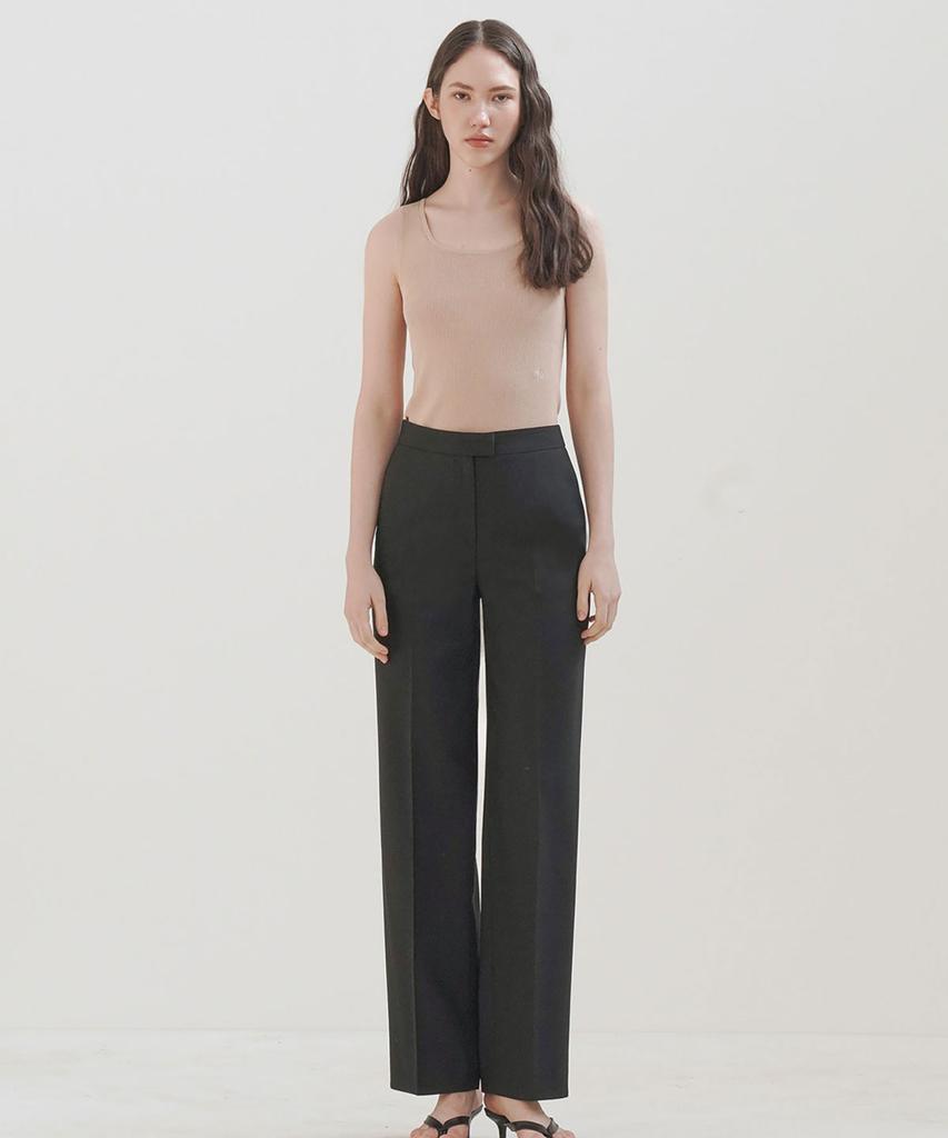 Ssikeoseun Wool Blend Straight Pants_Black