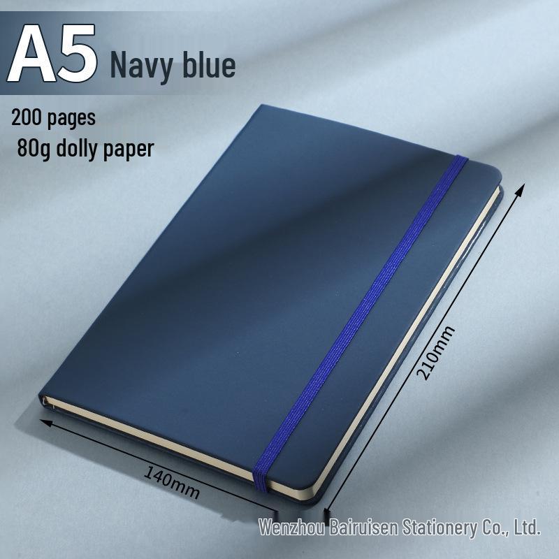 A5 Business Office PU Strap Notebook - Thickened Student Diary & Bullet Journal темно-синий