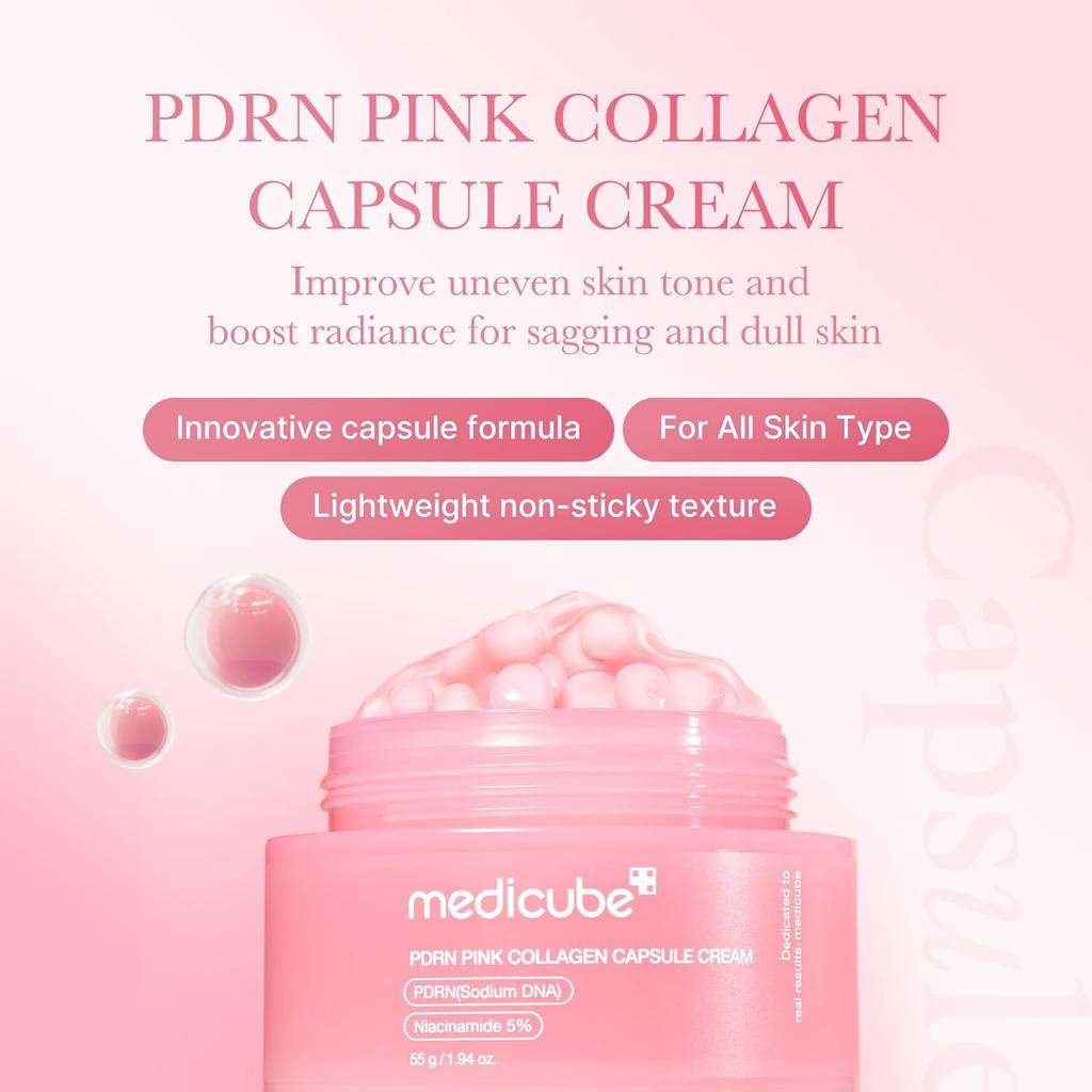 Medicube Über Nacht Erneuerung Lachs PDRN Duo – Pinkes Peptidserum + Kollagen Kapselcreme Set (30 ml + 50 ml)