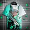 Men T-Shirt Japanese Manga Girl Style Print T-Shirt Fashion Breathable 3D Print