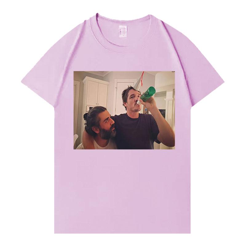 Lustiges Pedro Pascal und sein Freund Lässiges Mode T-Shirt Unisex Rundhals T-Shirts Lockeres Baumwolle Y2K Übergroßes Kurzarm T-Shirt