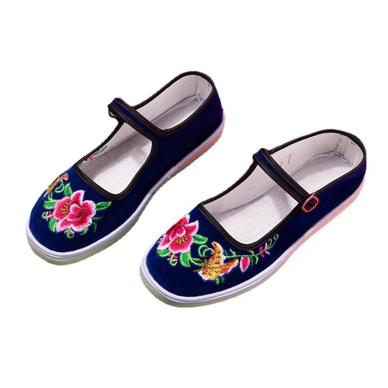 Online beef tendon sole old Beijing cloth shoes women's handmade lasagna casual shoes women's embroidered shoes mother shoes retro