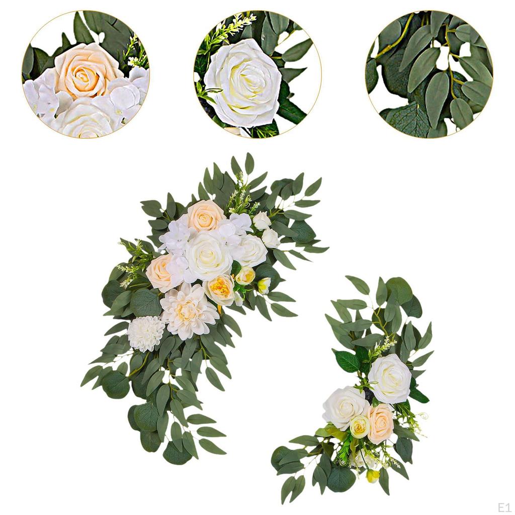 2 Stück Hochzeitsbogen Blumen Künstliche Blumengirlande Türsturz Grüne Blätter Seidenblume