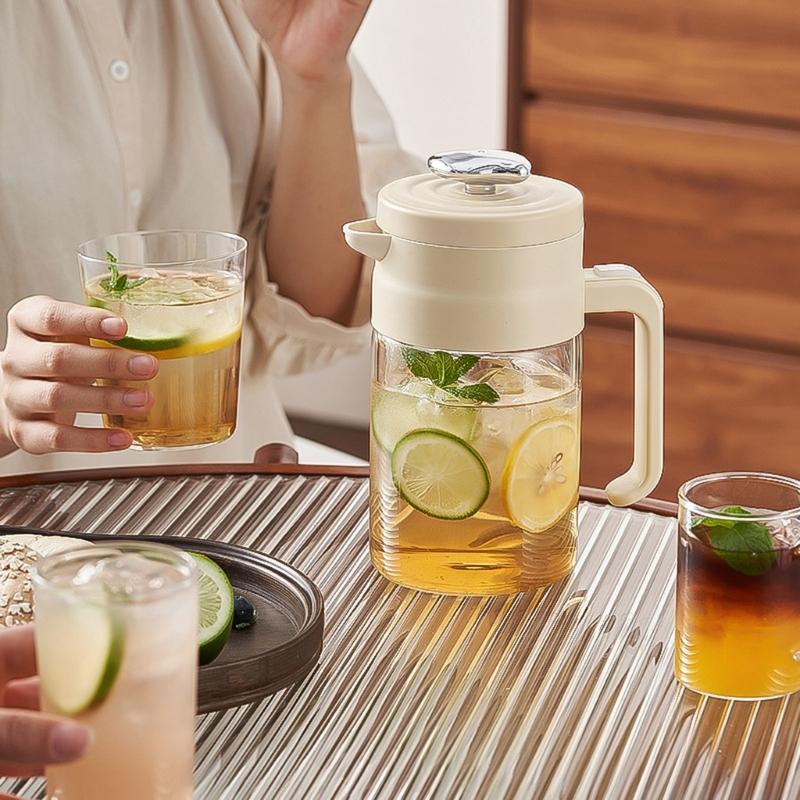 Extra Große 800/1500ml Teekanne mit Sieb und festem Borosilikatglas, auslaufsicheres Design für Eistees und Fruchtaufgüsse