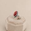 Red Coral Marquise Ring 6x12mm, 925 Sterling Silver Statement Ring, Handmade Coral Gemstone Jewelry