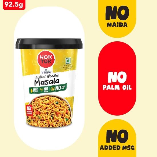 VEEBA Wok Tok Instant Cup Masala Noodles | Made with no palm oil| no maida | no added MSG, 92.5 gram