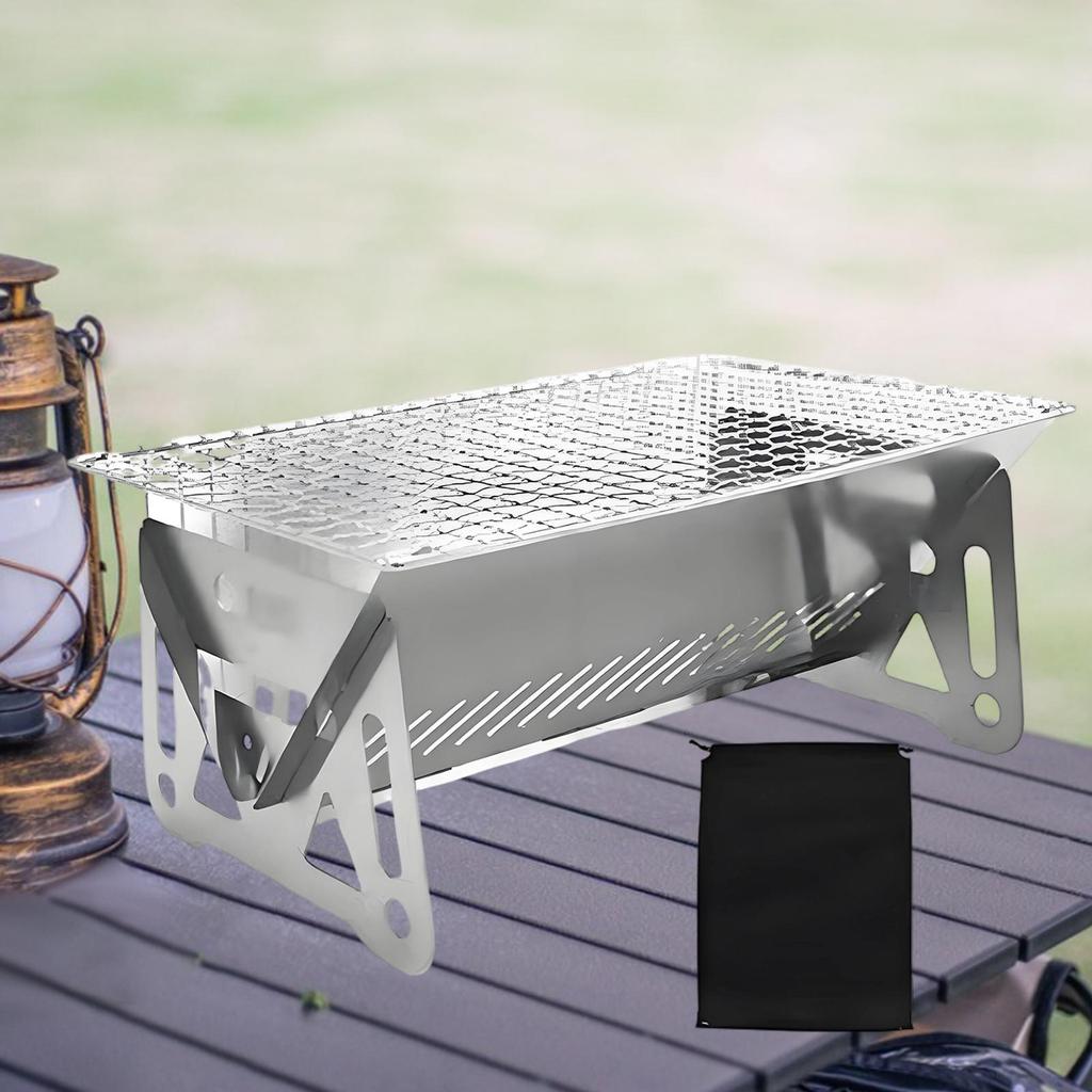Folding Stainless Steel BBQ Camp Grill for Outdoor Picnic Professional with Carry Bag Portable