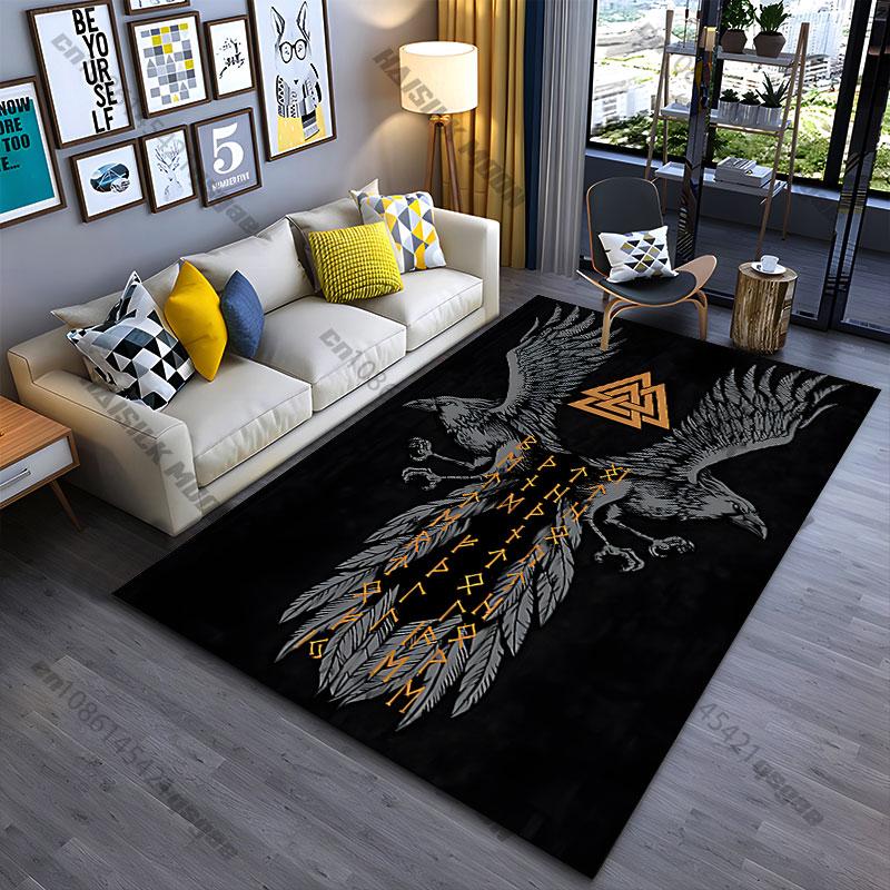 Viking symbolism power runes carpet Yoga living room room decor children's crawling mat doormat area rug games mat