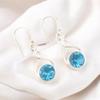 Vintage Swiss Blue Topaz Gemstone 925 Stamped Silver Jewelry Drop Earrings1.68" CE-15-9