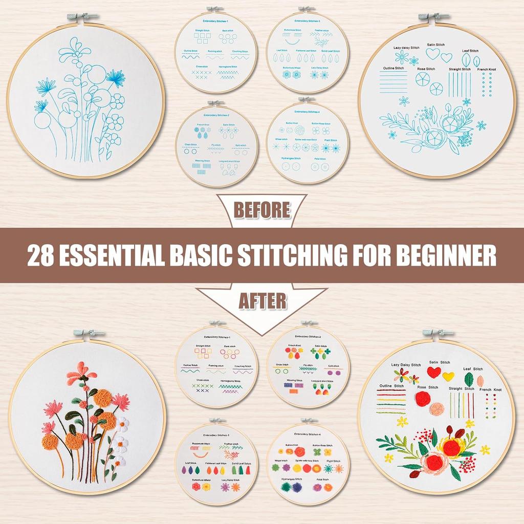 Simple Floral Embroidery Kit – DIY Handmade Fabric Art with Creative Design