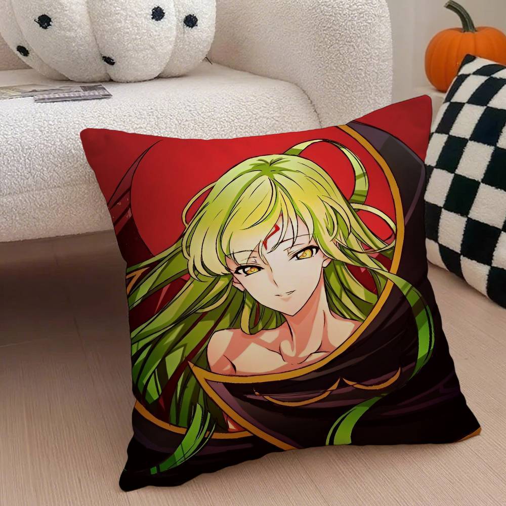 Classic Anime Code Geass Pillow Case Anti-Dustmite Pillowcase Invisible Zipper Silky Short Plush Sofa Cushion Cover