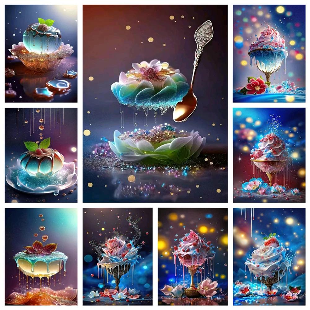 

Новинка 2023, фэнтези, неоновые цветы, мороженое, 5d, полная дрель, алмазная живопись, пейзажная мозаика, набор для вышивки крестом U78 square 40x30cm белый