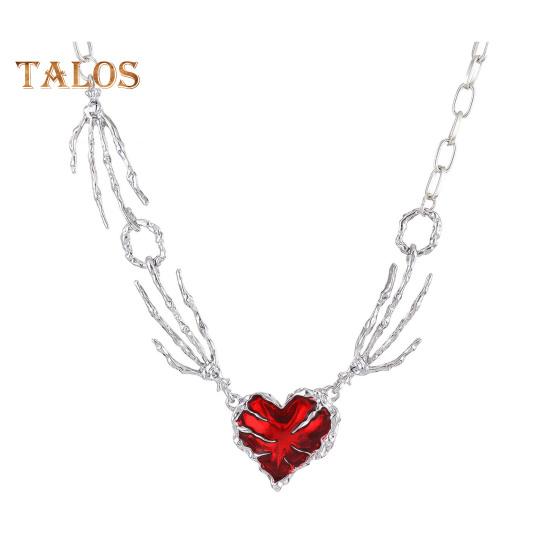 

Женское ожерелье с красными стразами, кулоном в форме скелета в форме руки в стиле панк, темное индивидуальное украшение на шею для клубной вечеринки красный