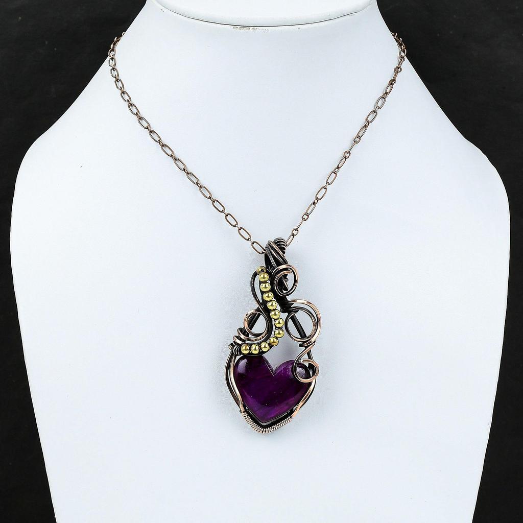 Purple Fire Labradorite Pendant Copper Wire Wrapped Gemstone Pendant Handmade Copper Jewelry Designer Pendant Wire Wrap Jewelry Gift For Him
