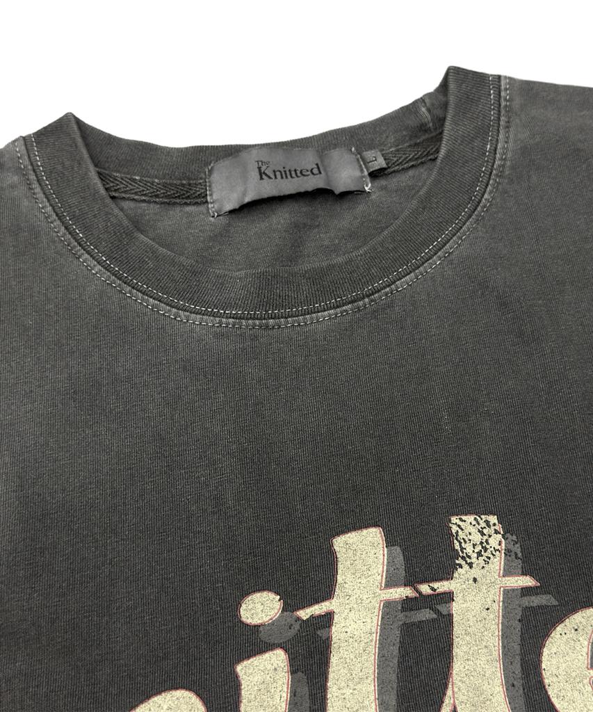 KNITTED (Unisex) Pigment Palm Tree Graphic T-Shirt Charcoal