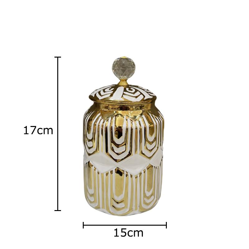 Gold-plated Ceramic Vase with Lid Desk Decoration Flowers Arrangement Artificial Flower Floral Vases Room Aesthetic Decor