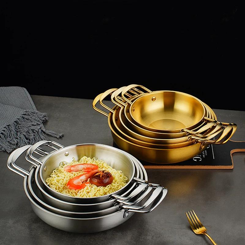 Commercial Stainless Steel Instant Noodle Pot Domestic Seafood Soup Pot Alcohol Stove Small Hotpot Korean Ramen Pot