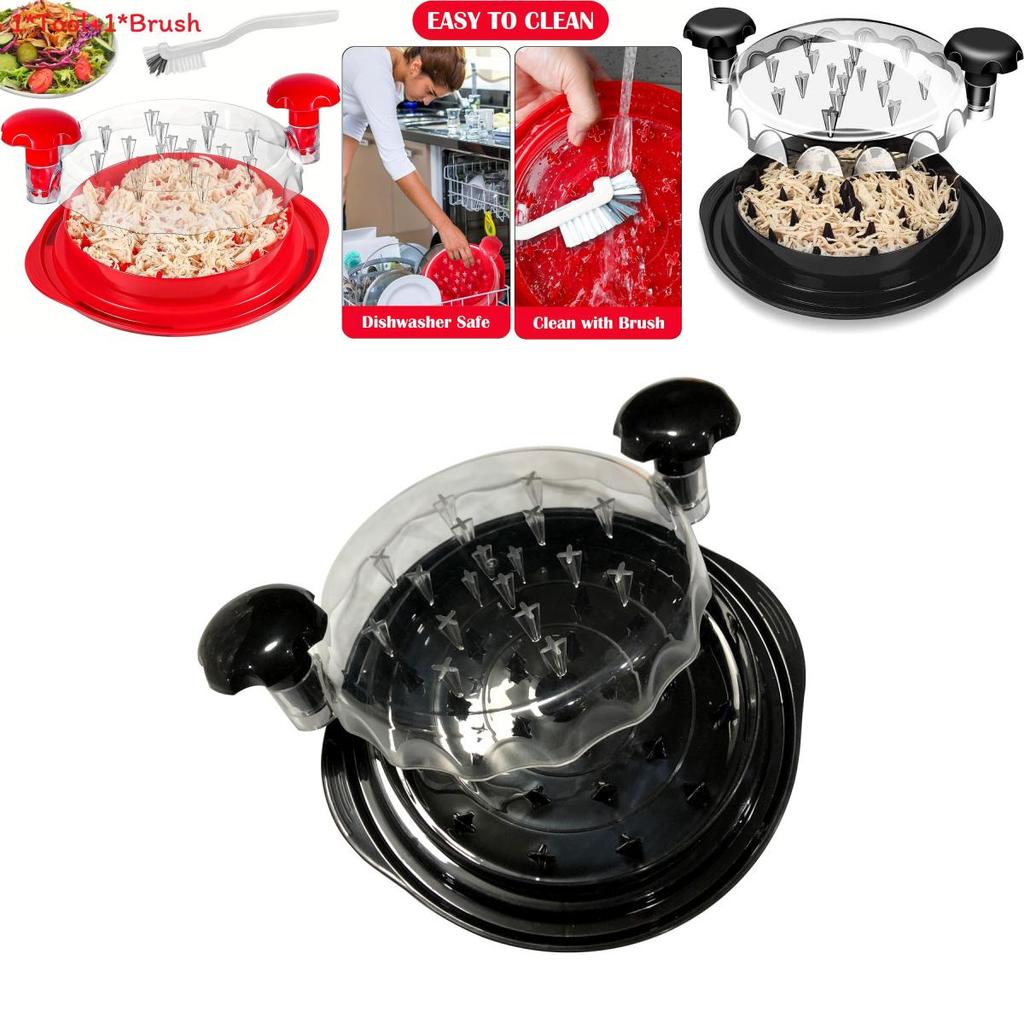 Plastové sítko na maso a nástroj na trhání s průhledným víkem pro domácí vaření a zpracování potravin