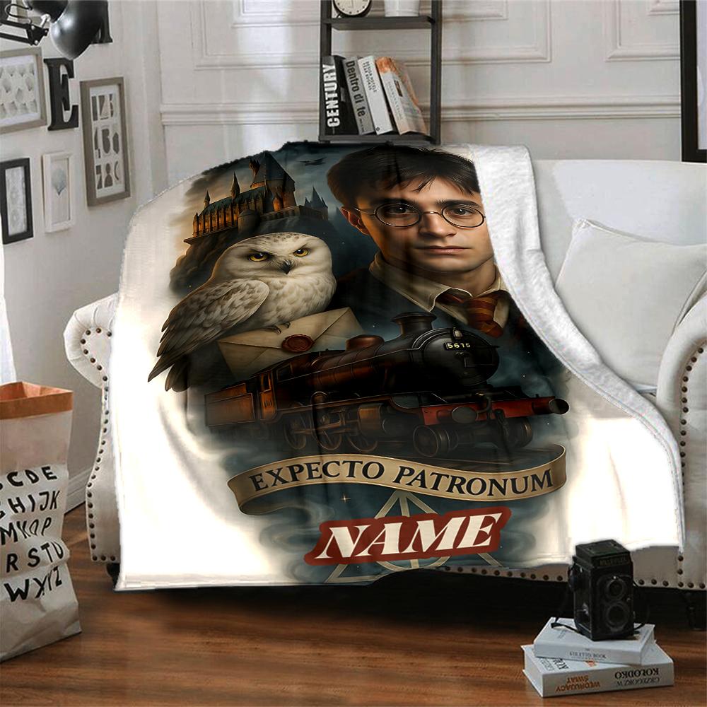 Custom Name Harry Potter Magic Train blanket for Couch & Bed, Plush Cozy Fuzzy Blanket Super Soft & Warm Blankets for Fall and Winter. 0908103