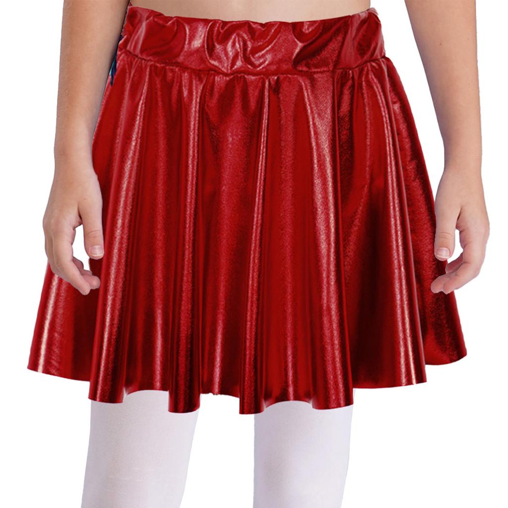 Girls Performance Skirt Elastic Waist Shiny Bronzing Material Dance Practice Costume Bottom