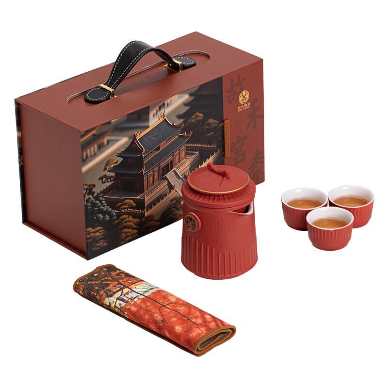 Sushi Ceramic Forbidden City Palace Red Travel Tea Set