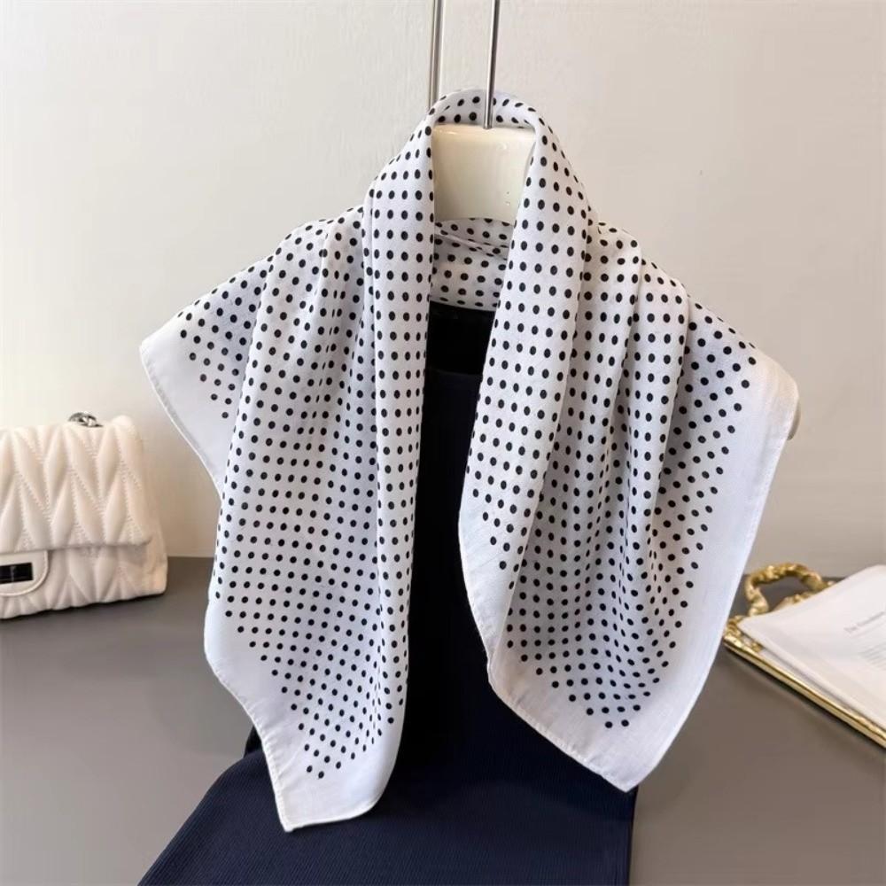 New 65*65cm Head Scarf Cotton Feel Polka Dot Foulard Bandana Women Hijab Square Neckerchief Headscarf Spring Autumn Wraps