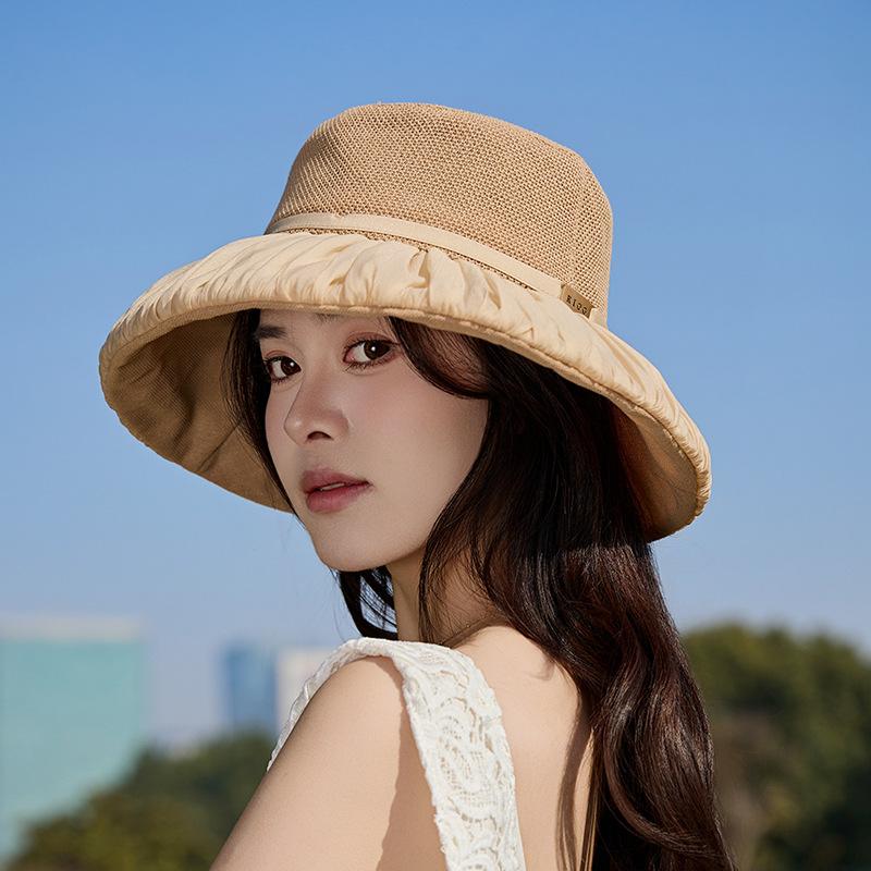 

Летняя уличная шляпа от солнца для детей, модная, универсальная, солнцезащитная шляпа, дышащая сетчатая шляпа-ведро с широкими полями