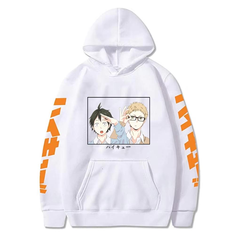 Tooru Oikawa and Kei Tsukishima Printed Hoodies Men Anime Haikyuu Graphic Harajuku Sport Unisex Oversized Pullover Sweatshirt