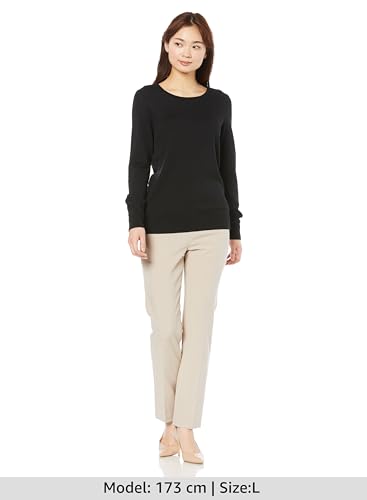 Dámský lehký svetr s dlouhým rukávem a kulatým výstřihem Amazon Essentials, Černý, Velikost L