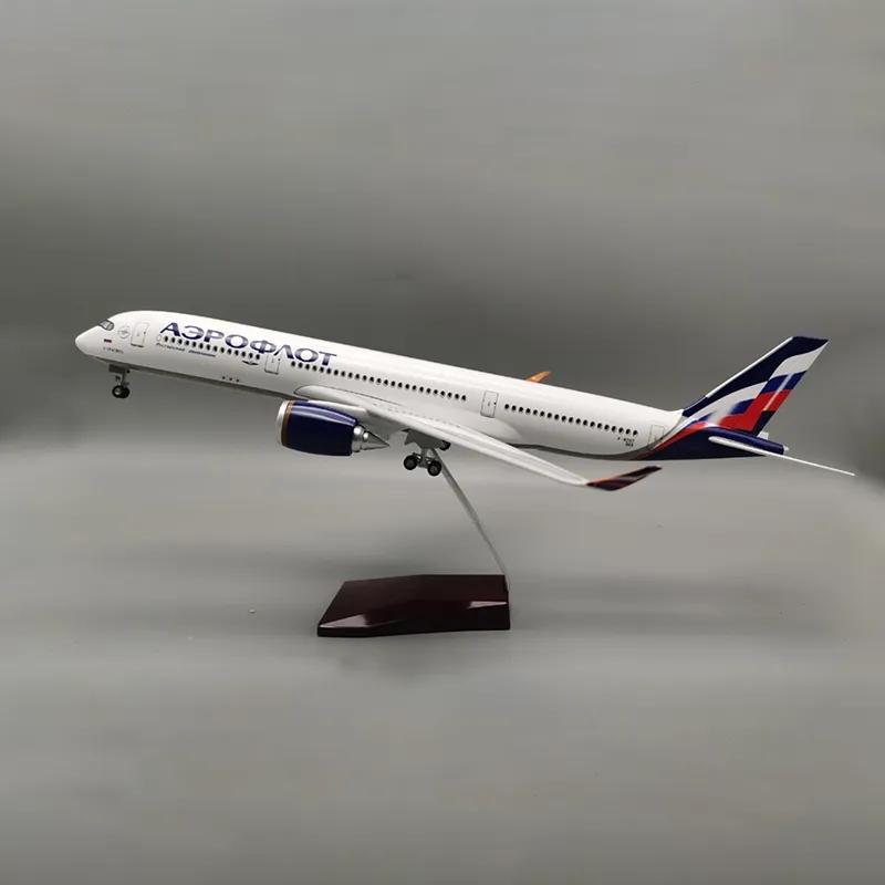 47CM 1/142 Scale Airplane Airbus A350 Aeroflot Russian Airlines Model W Light and Wheel Resin Plane For Collection Display Toys