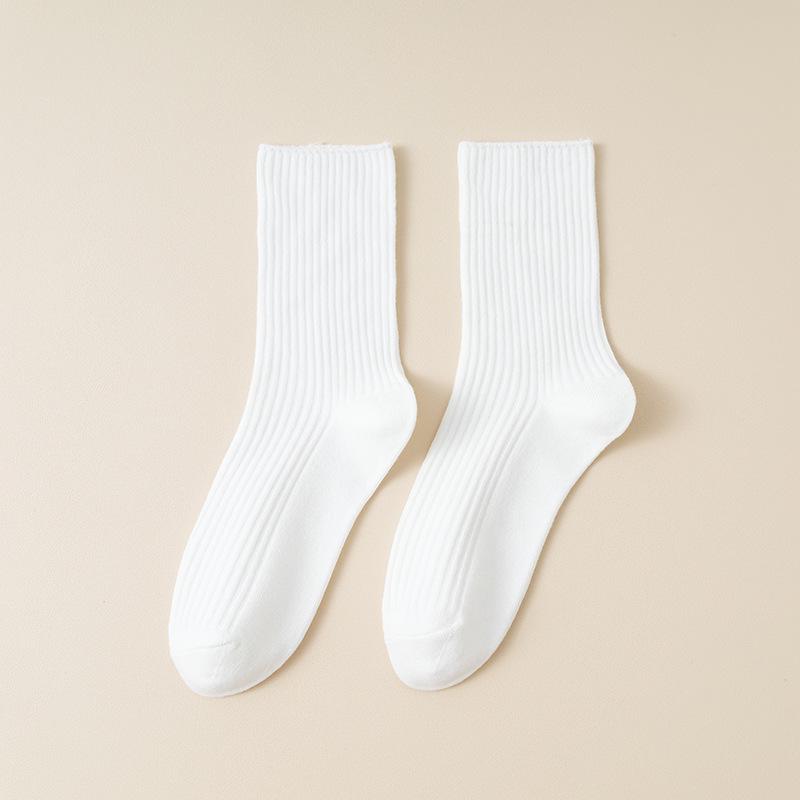 Women's Mid-Calf Cotton Striped Seamless Slouch Socks – Breathable, Casual, and Versatile for Autumn/Winter