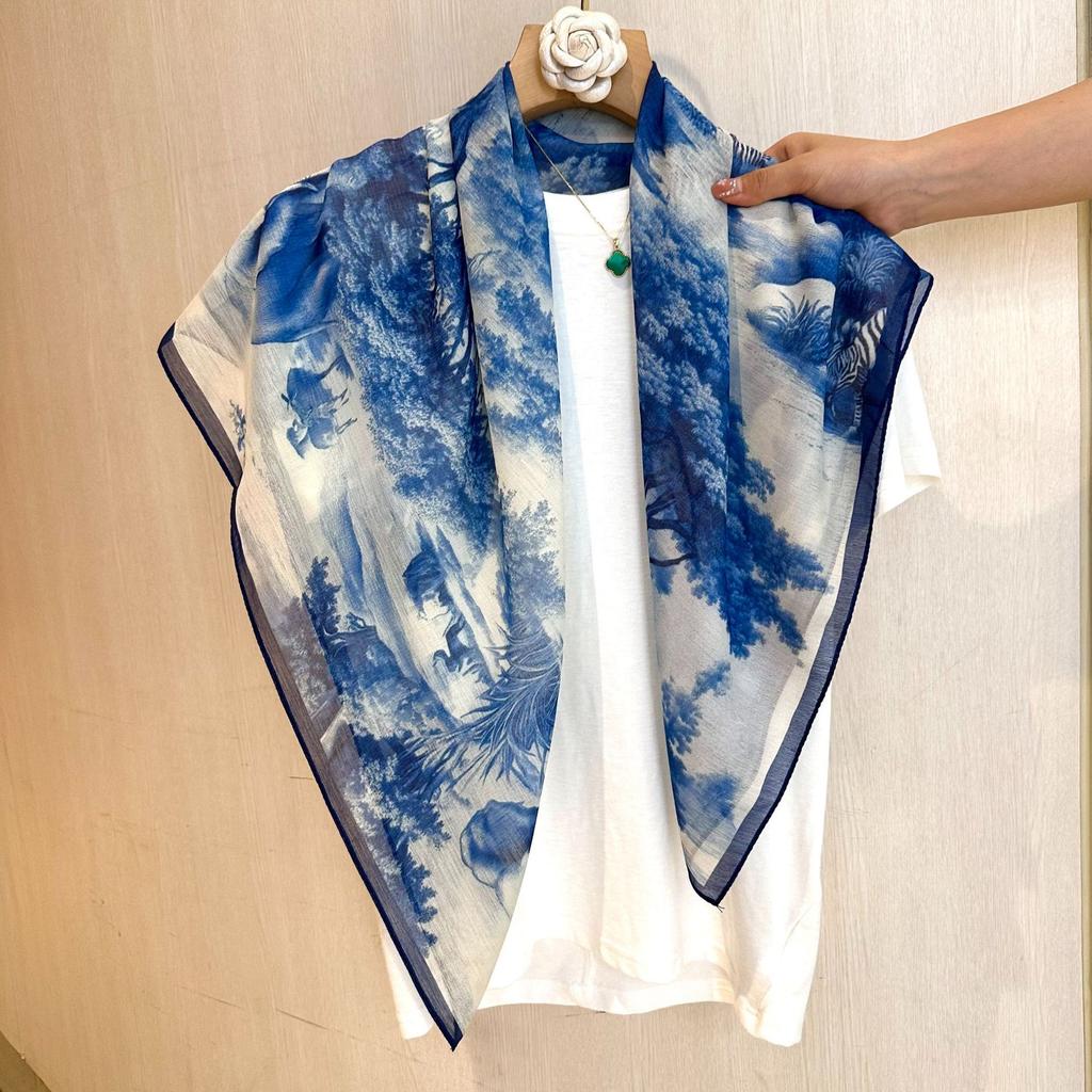 New Chinese Style 90cm Square Scarf Women S Versatile Doli Yarn Scarf For Head And Shoulder