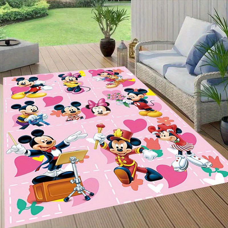 1pc Mickey and Minnie_ Area Rug, Non-Slip Floor Mat, Cartoon Character Design, Soft Velvet, Room Decor, Washable Indoor Carpet