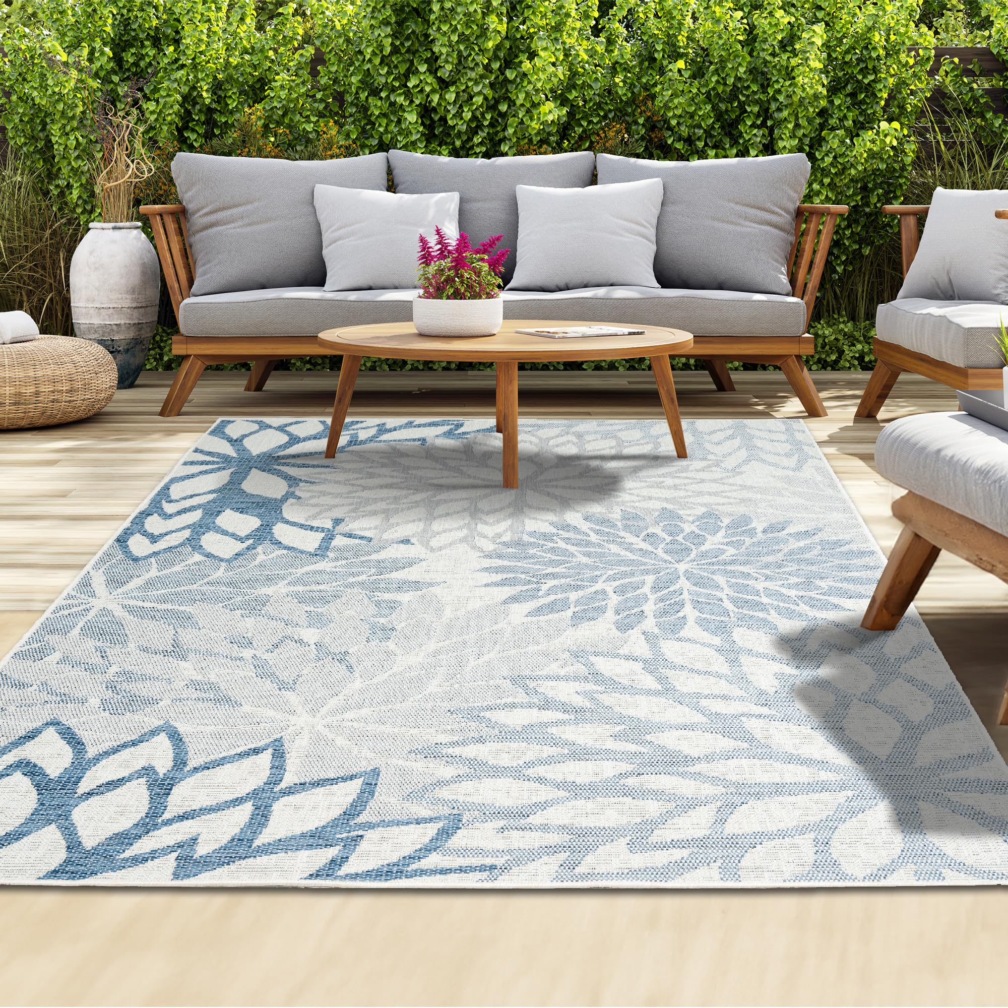 

VIKAMA Outdoor Rug Modern Exotic Tropical Leaf Non Slip Area Rugs for Indoor and Outdoor Patio Deck Porch Garden Home Decoration 100x160CM(3.3X5.3FT